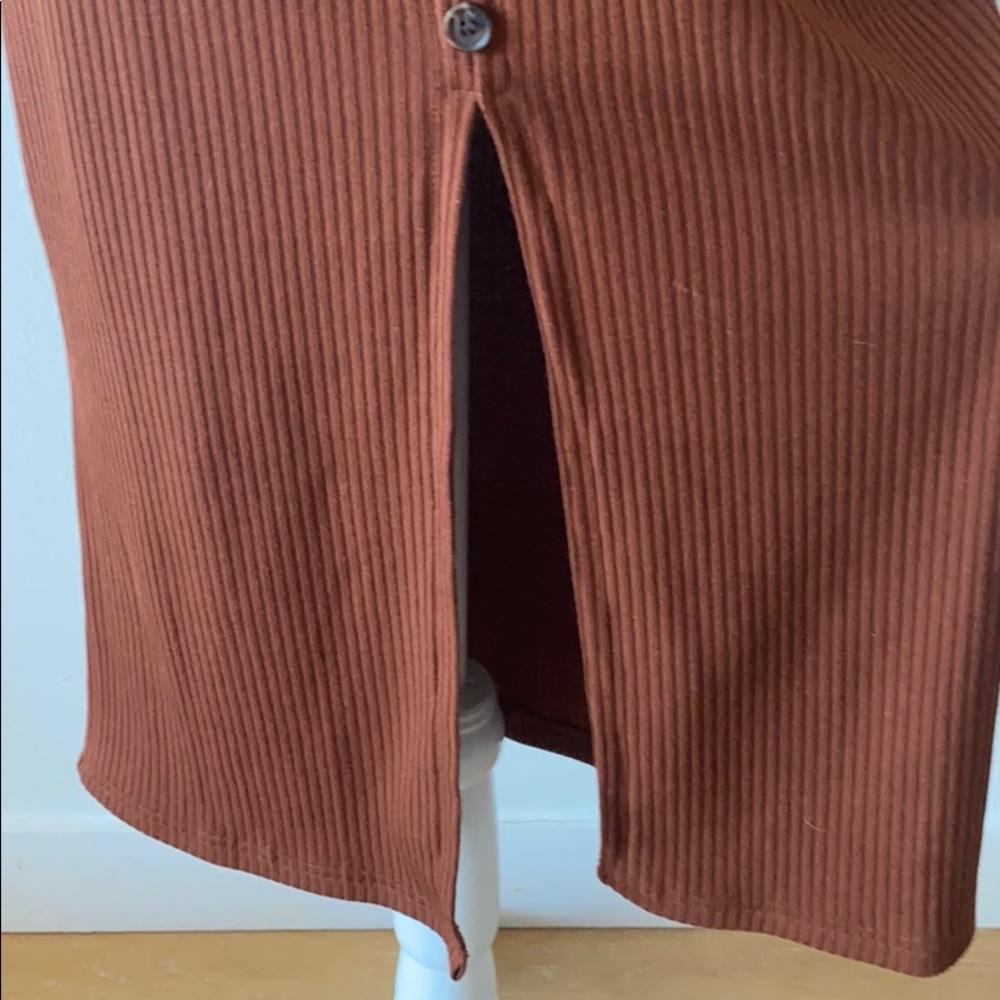 Dress Forum Ribbed Button Orange Midi Dress - Picture 7 of 11